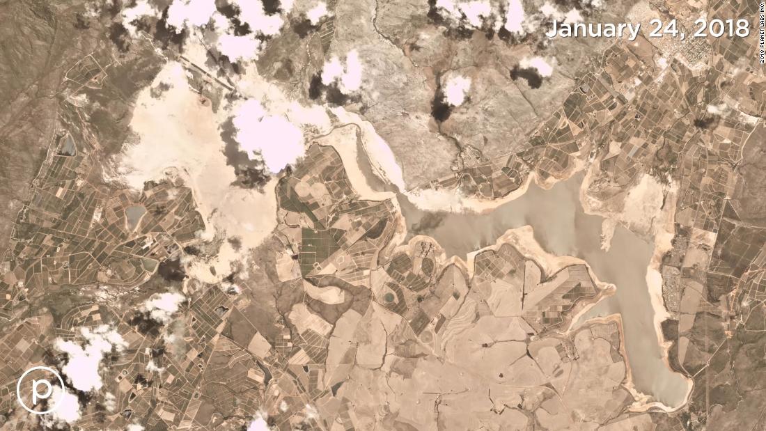 Satellite images show Cape Town's shriveling reservoir