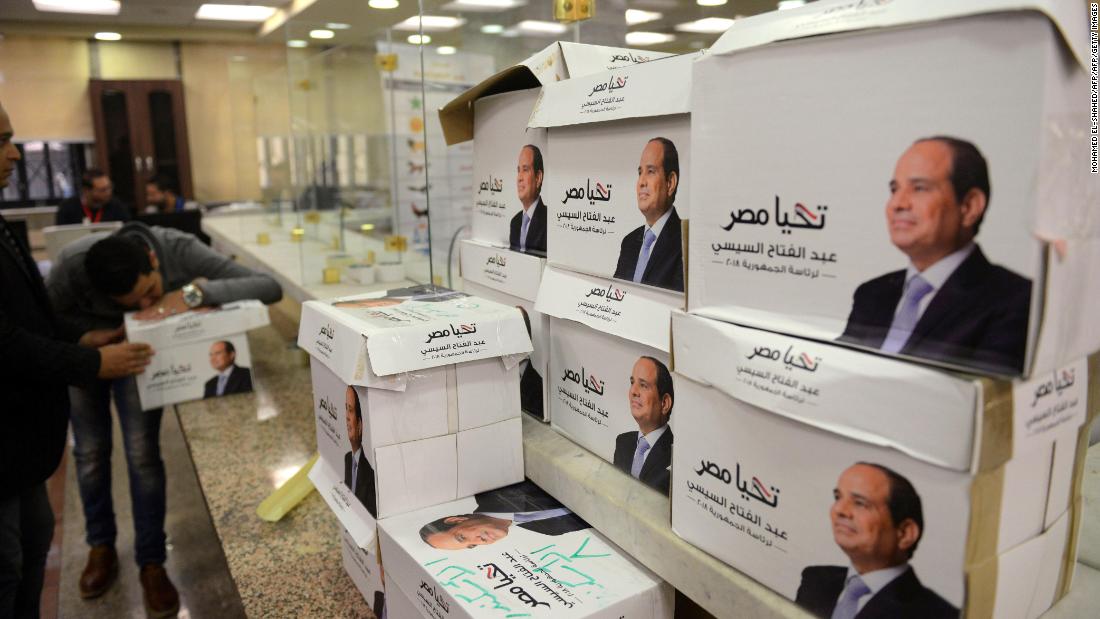 It is hard to find the subdued posters of Sisi's little-known and only remaining rival