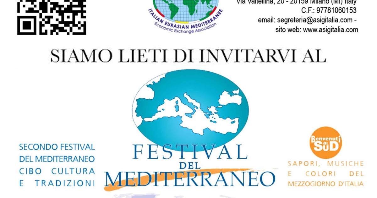 Milano. Asigitalia al Festival del Mediterraneo dal 16 al 18 marzo a Novegro fra arte, cibo e cultura