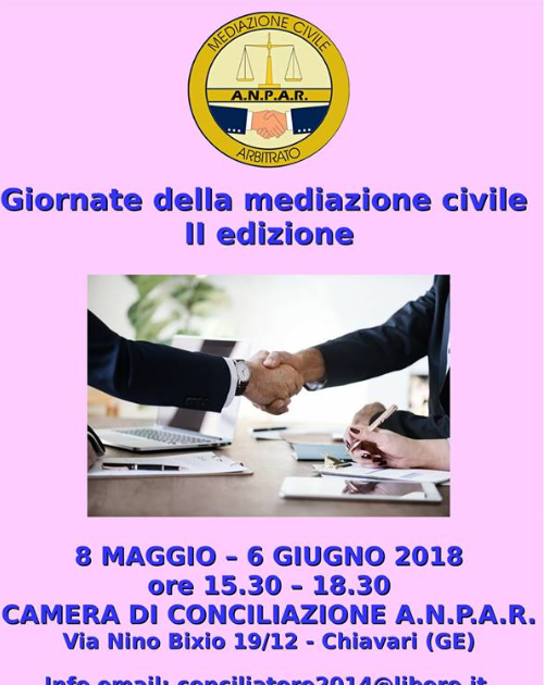 A Chiavari la ‘II edizione Giornate informative sulla mediazione civile"