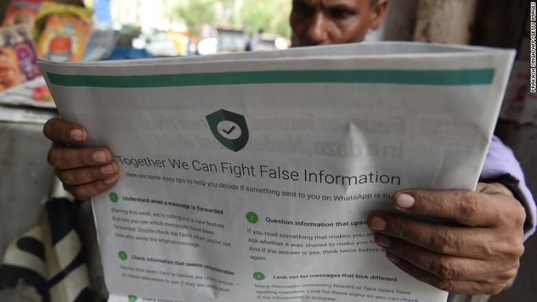 WhatsApp is using newspapers to fight fake news in India