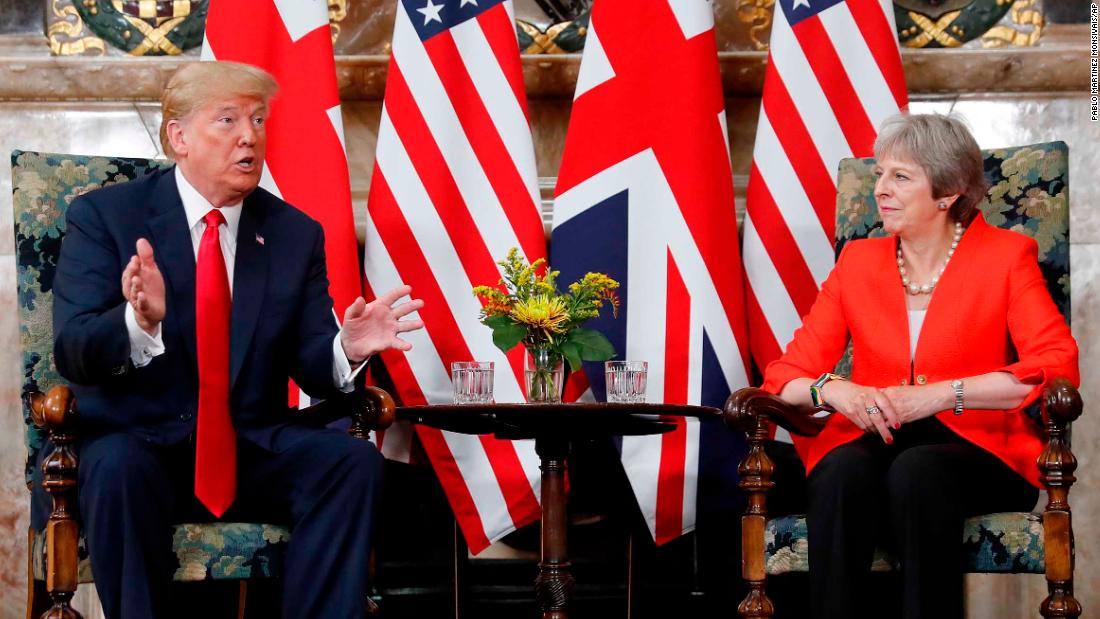 Trump wraps the day after falsely denying his criticism of May, meeting the Queen and dodging protests