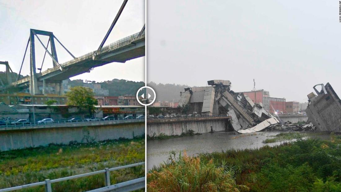 Before and after the Italy bridge collapse