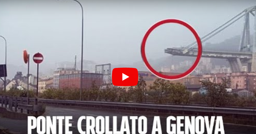 Crolla ponte Morandi a Genova: il momento in cui il viadotto si spezza