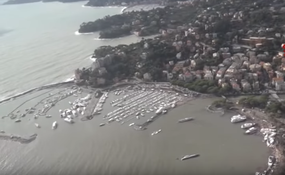 Maltempo: in elicottero sulle zone di Portofino e Rapallo devastate dalla mareggiate