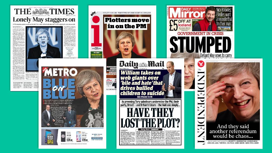 UK media portray a defiant Theresa May on the brink