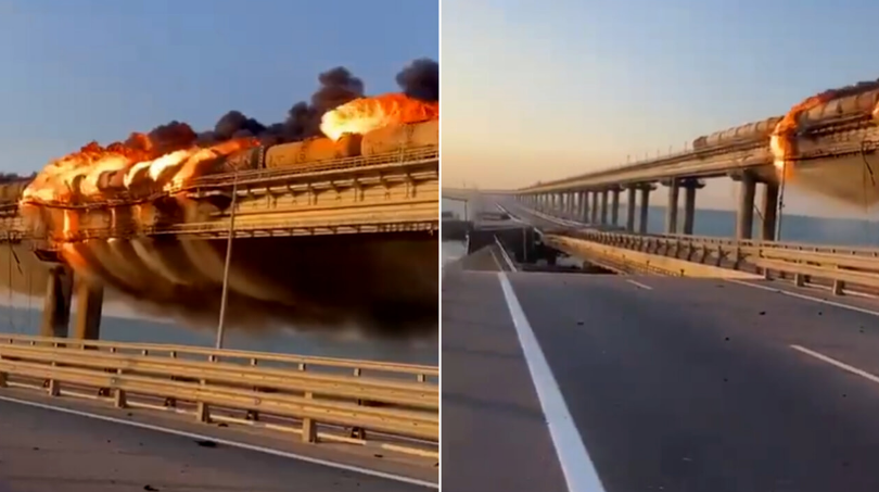 Russia, in fiamme il ponte di Crimea. Ripreso traffico ferroviario