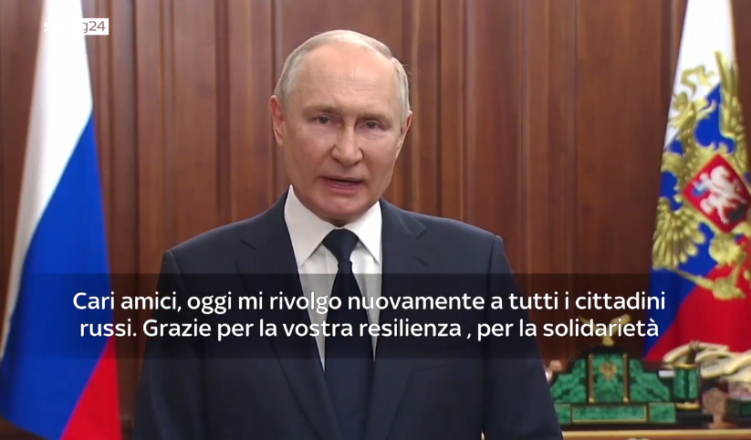 Putin: ‘Non hanno spaccato la Russia. Wagner in esercito o a Minsk’